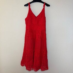 Adelyn Rae Red Cutout Lace A Line Midi Dress NWT Nordstrom Size L